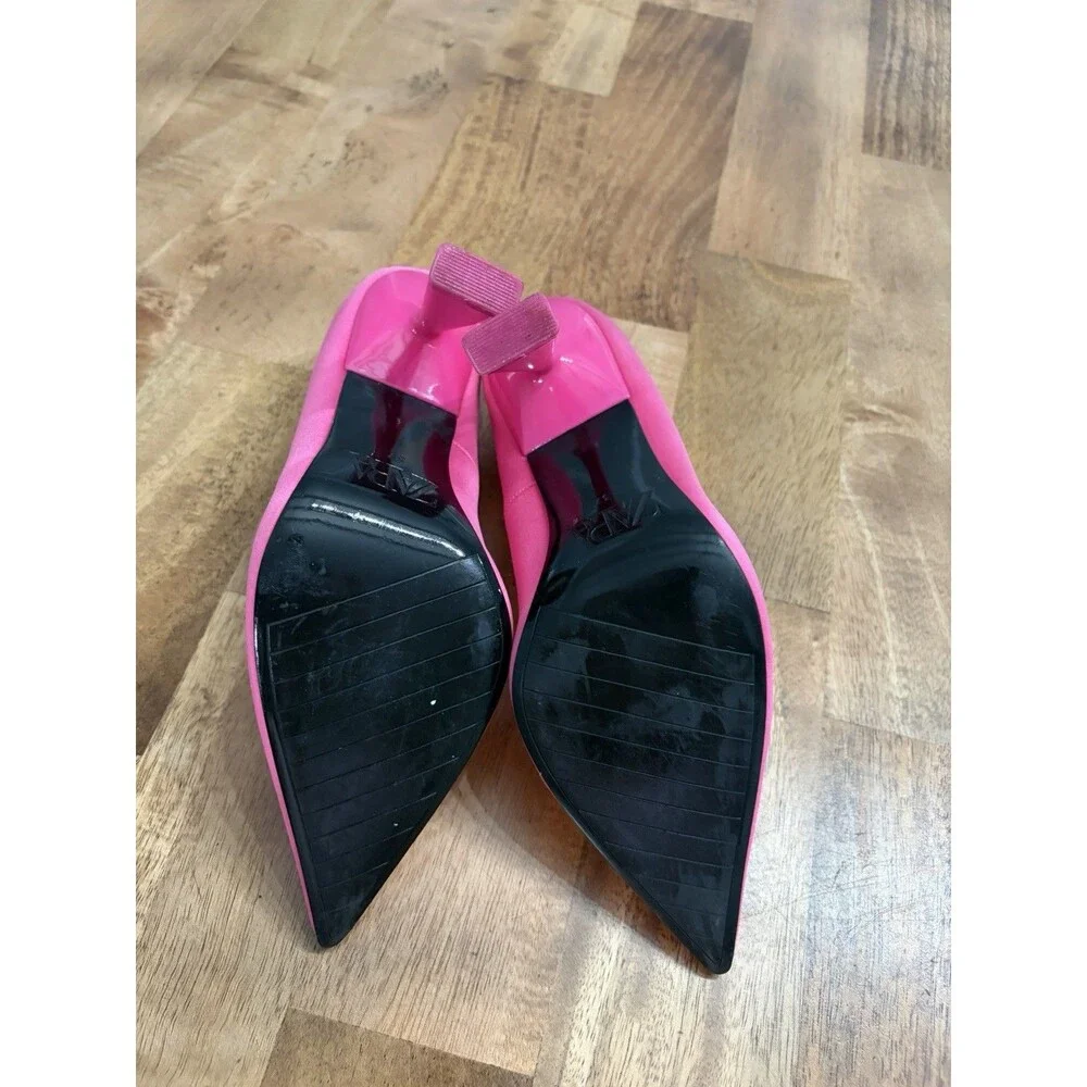 Zara Fuscia Hot  Pink Satin High Heels Pointed Toe Love Pumps Shoes Sz 37/US 6.5